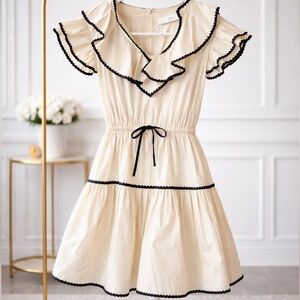 Luxe Cream Dress with Black Accents